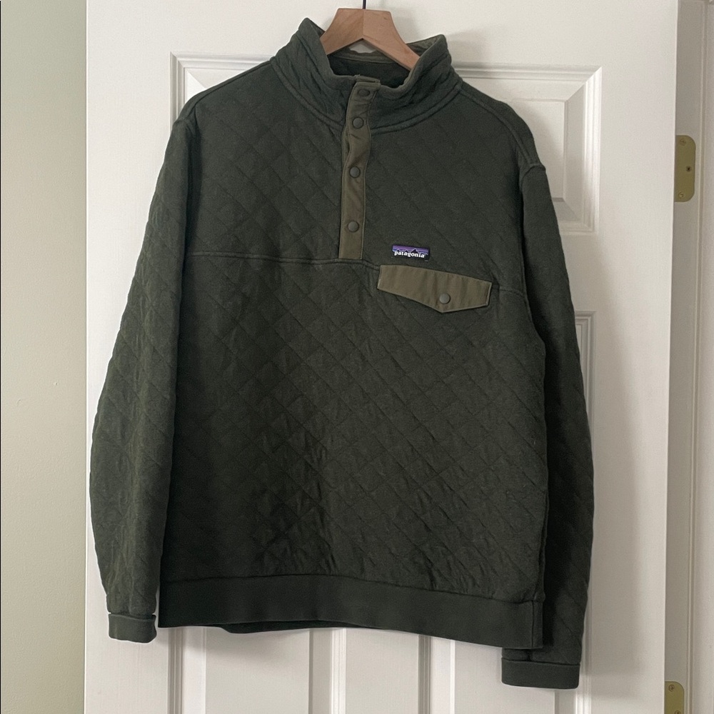 Patagonia Olive Quilted Snap Pullover